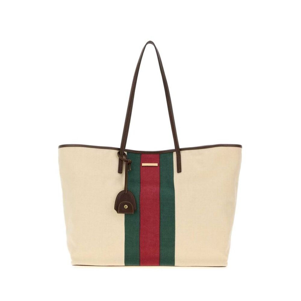 Gucci Women Ivory Canvas Large Gucci Tribeca Shopping Bag